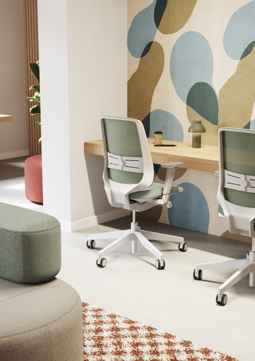 Siège ergonomique Profim, design moderne, soutien lombaire ajustable et assise confortable, idéal pour les espaces de travail professionnels